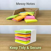 4-Layer Desktop Stackable Sticky Note Organizer, Fits 76x76mm Square Sticky Notes, Multi-Color Classification, Easy Access, Minimalist Office Desk Organizer, Suitable For Office, Home And Study - Multicolor - View 9