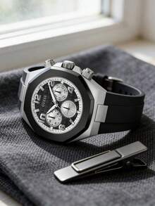 Đồng hồ GUESS GW0583G1 dòng Empire, mặt đen, quartz chronograph, phong cách tối giản công sở thường nhật - màu đen - Xem 3