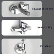 4pcs/Set Split Shower Faucet Decorative Cover, Stainless Steel Material, Round Independent Non-Removable Decorative Cover, Easy Installation Without Drilling (Opening Size 20-32mm), Durable And Rust-Proof, Ideal Choice For Pipe Maintenance - Silver - View 12