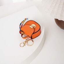 This Coin Purse Is Crafted From Carefully Selected Litchi-Textured PU Leather And Features A Classic Mini Saddle Design, Complete With A Flap And Metal Clasp. The Edges Are Reinforced With Fine Black Oil-Edging. - Multicolor - View 6