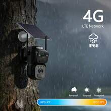 szsinocam 4G LTE Dual Lens Solar PTZ Camera, No WiFi Needed, Dual Live View, Full Color Night Vision, AI Tracking, Two-Way Audio, IP66, For Farm Ranch Remote Area - Black - View 10