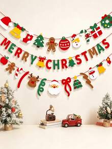 Christmas Bunting Decoration Atmosphere Scene Arrangement Photo Backdrop Garland Hanging Ornament DIY Hanging Decoration Pendant Banner Light Decor Accessories, String Lights Not Included - Christmas Style - View 9