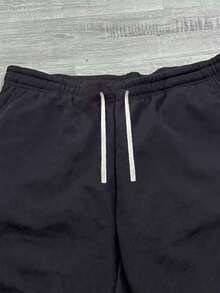 Plus Size Men's Winter Velvet Straight Leg Pants, With Drawstring And Side Pockets, Comfortable And Breathable Fabric, Suitable For Outdoor Jogging - Black - View 2