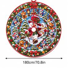 1件裝童話風彩色雪人動物圖案聖誕樹裙，優雅配色節日裝飾，5種尺寸，中性款節日禮物，適用於居家與派對聖誕家居裝飾 - 童話繽紛雪人動物 - 查看 15