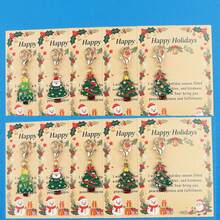 5 st/10 st emaljerade julgransnyckelringscharms, julgransberlock med Happy Holidays-hälsningskort, hummerlås, julklapp - Multifärgad - Visa 10