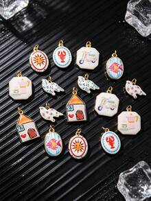 1 món mặt dây chuyền charm thép không gỉ kèm khoen nhảy hình mặt trời, cá, nhà, chim, bình cà phê hoạt hình dễ thương, phụ kiện làm trang sức DIY cho vòng cổ và vòng tay - mặt dây chuyền - Xem 6