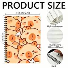 1pc Capybara Spiral Notebook, 30 Sheets/60 Pages Lined Inner Pages Coil Bound, Perfect Back To School Gift For Teachers, Christmas Birthday New Year Present - A5 - View 2