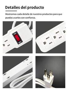6-Outlet Power Strip, US Plug, Surge Protector Power Strip With Switch For Home Office Travel Adapter - PS015 - View 9