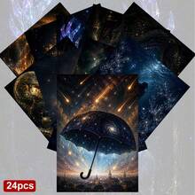 24+1 Red Envelope Dreamy Starry Sky Postcards, Galaxy Theme Greeting Cards, Printed With Cosmic Wonders And "Explore The Universe" Text, Suitable For Friends, Holiday Artistic Style - Sets - View 9