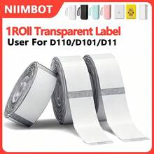 Niimbot D11 D110 D11H D110M D101 Label Printer Transparent Label Paper Self-Adhesive Portable Thermal Waterproof Oil-Resistant Label Tape Official Replacement Transparent Paper - View 1