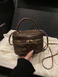 Lightweight Mini Chain Bag Quilted Handbag Bucket Bag Suitable For Girls College Students And Office Workers - Coffee Brown - View 8