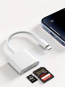 BIYETIMI Adaptor Pembaca Kartu SD USB C, Adaptor Pembaca Kartu Micro SD TF Tipe C, Adaptor Pembaca Kartu Memori Kamera 3-in-1 USB C ke USB - View 2