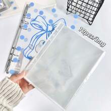 1pc A5 Transparent Blue Bow Card Album, Pure Transparent Diagonal Stripe Large Polka Dot Loose Leaf Binder, Idol Photo Card Storage, PP Transparent Inner Page Refill, Sticker Storage Album, IDOLME Planner Material Storage, K-Pop Photo Album, Suitable For Photo Album, Scrapbook, Planner Material Storage, Sticker Book, Time Planner, Budget Book, Notebook And Other Learning Supplies, Back To School Supplies - Card Binder - View 10