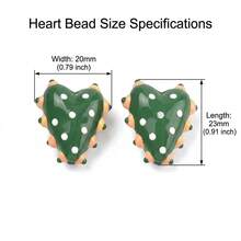 5pcs Handmade Lampwork Glass Polka Dot Heart Beads, Multicolor Polka Dot Heart Vertical Hole Decorative Beads, Suitable For DIY Bracelets, Necklaces And Y2K Style Jewelry Making - Color Mixing - View 4