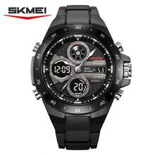 SKMEI 2808 Multifunctional Men's Luxury Sports Digital LED 3 Time Chronograph Alarm Watch Plastic TPU Strap - Black - View 6