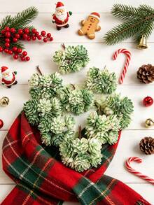1pc Mini Artificial Succulent, Suitable For Home, Wedding, Holiday Decorations, Centerpiece Table Decoration, Christmas Decoration, Birthday Gift, Festive Birthday Party Accessories, And Outdoor Garden Decoration. - White Green - View 7
