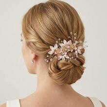 2PCS Rhinestone Flower Bridesmaid New Year Wedding Headpiece - Multicolor - View 7
