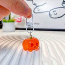 Glow-In-The-Dark Halloween Pumpkin & Ghost Keychain, Translucent 3D Spooky Pendant For Backpack, Handbag, Keys, Party Favor & Holiday Gift - Glow-in-the-dark Charm - View 12