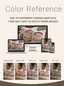 1pc Christmas Minimalist Cute Santa Claus Pattern Waffle Fabric Cushion Cover, Single-Sided Printed Soft Waffle Polyester Material, Waffle Pillowcase Suitable For Room Decor, Modern Minimalist Sofa Living Room Decoration, Gift Giving, Party Decoration - Multicolor - View 9