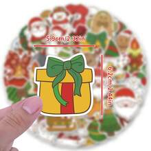 50PCS Christmas Theme Stickers Aesthetics Stickers For Scrapbooking, Diary, Laptop, Bumper, Skateboard, Water Bottle, Computer, Hard Hat, Car Stickers And Decals - J - View 3