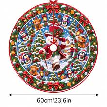 1件裝童話風彩色雪人動物圖案聖誕樹裙，優雅配色節日裝飾，5種尺寸，中性款節日禮物，適用於居家與派對聖誕家居裝飾 - 童話繽紛雪人動物 - 查看 12