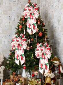 1/2 Set Karangan Bunga Pita Natal Besar, Dekorasi Pita Merah dan Krem, Cocok untuk Dekorasi Pohon Natal dan Pesta Natal Musim Dingin - MultiWarna - View 1
