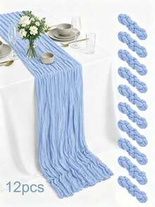 Bohemian Style Polyester Table Runner, Pleated Design, Solid Color Tablecloth, Holiday Table Decor Fabric Flag, Home Decor, Dining Table Decor, Room Decor, Wedding Decor - Multicolor - View 93