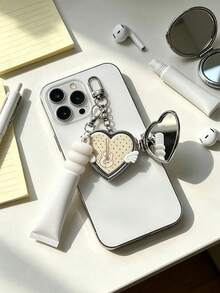 Y2K Heart Compact Mirror Keychain, Music Note Wing Decor Lipstick Cap Holder, Cute Portable Makeup Mirror Bag Pendant Accessory, Bag Charm, Exquisite Gift For Friends And Family, Birthday, Holiday Gift - Multicolor - View 6