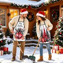 4pcs Christmas, Santa Claus, Bell, Snowflake, Reindeer, Christmas Tree, Snowman, Penguin, Gingerbread Man, Nutcracker, Christmas Animal Pattern Aprons, Suitable For Home Decor And Kitchen Use. Designed As Sleeveless Style, Perfect For Home Kitchen, Outdoor BBQ And Cooking. This Printed Apron Is Unisex, Machine Washable And Reusable, Essential Kitchen Item, Top Choice For Christmas Gift. - Multicolor - View 5