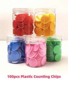 [Math Counting Chips]100 Multi-Color Plastic Counting Chips | Educational Math Manipulatives For Interactive Learning, Counting, And Sorting, Back To School - Sets - View 1