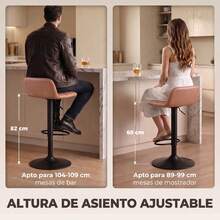 HOMCOM Cadeiras de cozinha - Castanho - Ver 5
