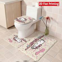 4-Piece Sanrio Hello Kitty Theme Bathroom Set, With Bow Design, Perfect For Bathroom Decor And Ensuring Privacy (Includes 2 Shower Curtains, 1 Toilet Lid Cover And 1 Shower Curtain) - Shower Curtain Set - View 7