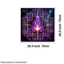 1PC Purple Galaxy Zodiac 12 Constellation Tarot Cloth, Square Astrology Altar Table Mat, Bohemian Wall Hanging Tapestry, Multipurpose Spiritual Divination Room Decor & Wall Hanging Tapestry, Witchy Spiritual Oracle Card Reading Mat Home Decor - Multicolor - View 6