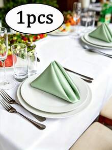 48Pcs 30x30cm(11.8x11.8inchs) Mouse Tail Green Satin Square Cloth Napkins Set, Soft, Hemmed, Washable And Reusable, Suitable For Party, Wedding, Dinner, Banquet, Restaurant Table Decoration - Mint Green - View 15
