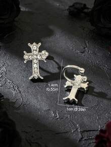 2pcs Cross Zinc Alloy Ear Hook Set Personalized Ear Hooks - Silver - View 4