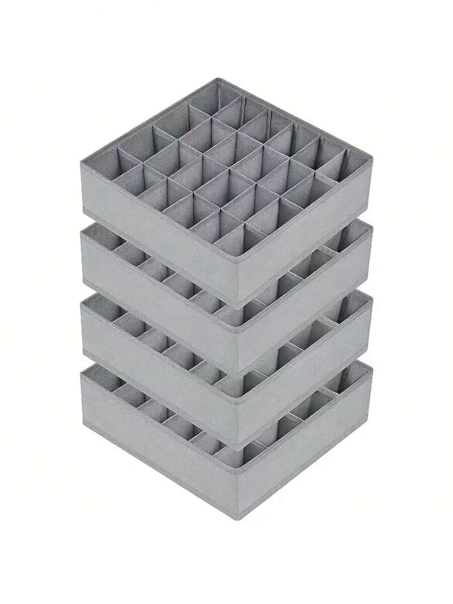 1/2/4pcs 24-Grid Foldable Wardrobe Storage Box, Suitable For Wardrobes And Cabinets, Can Be Used To Store Clothes, Socks, Underwear, Ties, Etc. Grey - Grey - View 1
