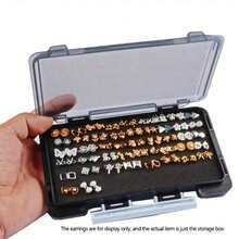 1pc Transparent Visible Earring Display Box, Multi-Slot Jewelry Storage Box, Suitable For Women And Girls, Lightweight And Convenient To Carry, Protects Jewelry From Scratches And Prevents Oxidation And Discoloration - Black - View 1