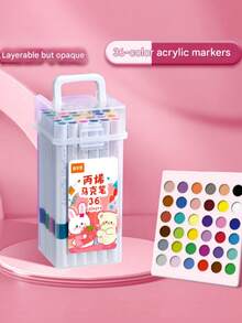 36 Colors Acrylic Markers, Suitable For Stone Painting, Ceramics, Wood, Plastic, Calligraphy, Scrapbooking, Brush Lettering, Greeting Card Making, DIY Crafts - Multicolor - View 6