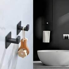 1pc Self-Adhesive Bathroom Towel Hook, Wall-Mounted Bathrobe Rack, No-Drilling Strong Sticky Space-Saving Storage, Easy Install, Modern Minimalist Decor For Home, Bathroom, RV, Dorm, Summer Coastal Style, Perfect Housewarming Gift - Multicolor - View 2