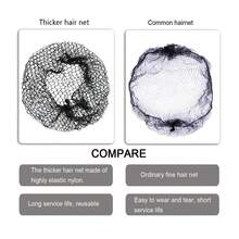 Thickened Hair Net, Black Invisible Elastic Edge Wig Cap, Reusable Women's Bun Hair Net, Suitable For Catering Service, Ballet, 20 Inches - View 3