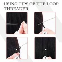 Hair Extension Kit With Pulling Hook Needle, Sewing Bead Device Tool, 300pcs Silicone Lined Micro Rings, Hair Clips, And Comb For Tinsel And Feather Hair Extensions Or Removal (Black, Beige, And Brown Beads) - View 3