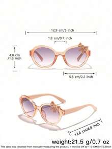 1PC Kids 3-8Y Round Eyeglasses With Cute Bow Decor Glossy Plastic Light‑Weight Fashion Frame, Party All‑Season Daily Accessory With Glasses Box - Multicolor - View 10