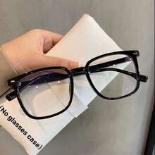 1 Pair Men's Square Glasses, Non-Prescription, Classic Solid Design, Transparent Lenses, Casual And Versatile Style, Suitable For Daily Wear - Clear - View 6