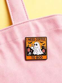 1pc "I NEED COFFEE TO BOO"Ghost Coffee Pattern Brooch, Fun Metal Enamel Pin, Creative Decorative Lapel Pin For Backpack, Halloween Gift - Multicolor - View 5