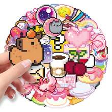 Pixel Art Transparent Stickers Cartoon PET Cute Creative Cross-Border Waterproof Decorative DIY Phone Computer Stickers - Multicolor - View 3
