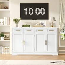 150cm Large Sideboard, Kitchen Cabinet With 4 Drawers & 4 Doors - White - View 6