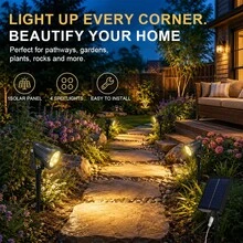 戶外太陽能聚光燈 LED 景觀燈/分體聚光燈 IP44 地插草坪燈 8 種照明模式 自動開關 太陽能壁燈與地燈二合一 暗光感應燈控 適合聖誕節、萬聖節、感恩節裝飾燈 花園庭院陽台草坪路邊別墅遊樂場 可調光束 太陽能樹燈 戶外景觀照明燈具 - 太陽能分體射燈-4頭 - 查看 10