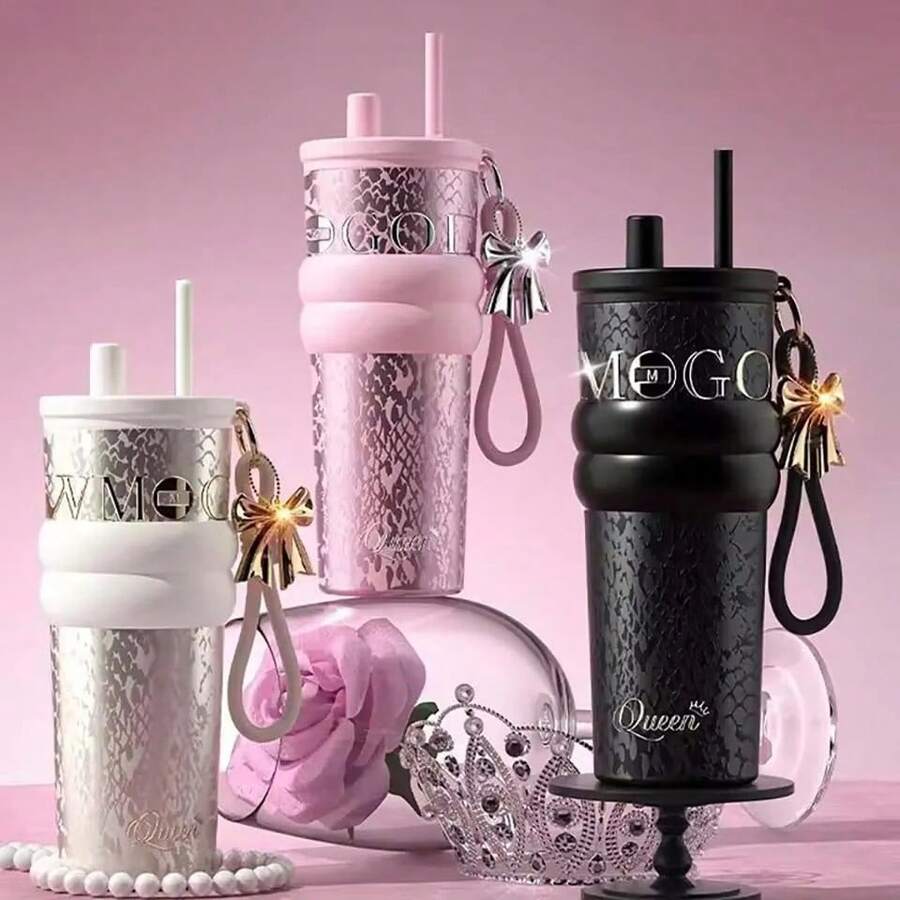 710ML Stainless Steel Vacuum Insulated Bottle With Straw, Leak-Proof For Hot & Cold, Portable Water Bottle For Travel & Sports - Multicolor - View 1