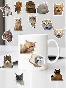 50Pcs Funny Realistic Cat Head Stickers, Multi‑Breed Meme Cat Heads With Outfit And Accessory Elements, Real Photo‑Style Print, For Journal, Water Bottle, Notebook, Storage Box, Christmas, Halloween & Daily Pet Stickers Decor - Multicolor - View 6