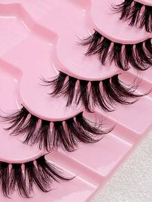 7 Pairs Half Lashes Natural Look Fluffy Cat Eye Lashes Long Wispy Enlarged Double Eye False Eyelashes 3/4 Lashes Reusable Thin Band Fake Eyelashes For Women Eyes Lashes Pack - Black - View 5